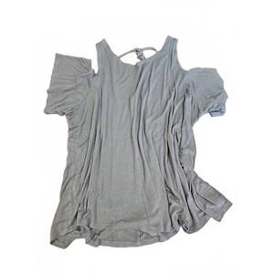 Maurice’s 24/7 Women’s Colder Shoulder Tie Back Gray Blouse Size 2 (2X)